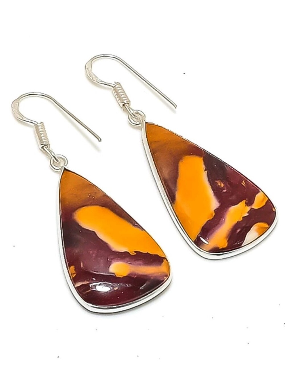 Australian Mookaite Gemstone 925 Sterling Silver Handmade Drop Dangle Earrings